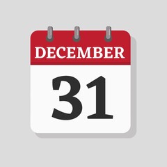 December 31 date visible on a page a day organizer calendar