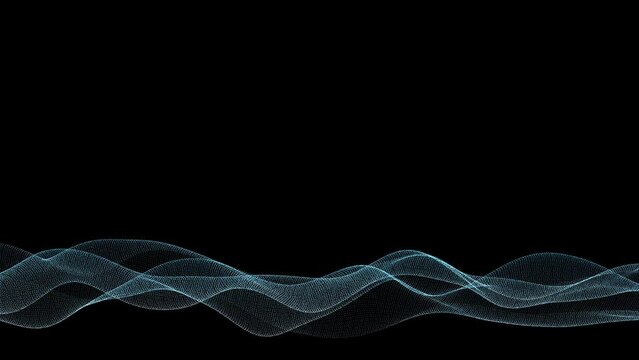 Blue particle mesh waveform on green background 