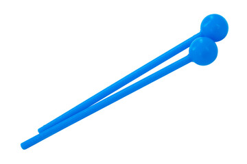 Toy colorful drumsticks isolated on the white background