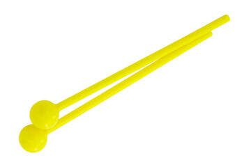 Toy colorful drumsticks isolated on the white background