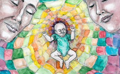 Obraz na płótnie Canvas parenthood watercolor illustration
