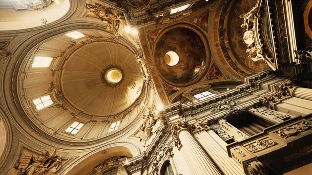 The Sanctuary of Santa Maria della Vita interior of traditional Catholic Church. Beautiful Western architecture
