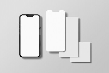 Realistic Mobile Phone Mockup with Blank Social Media Posts Template. Can be used for business, marketing and advertising, 3d rendered