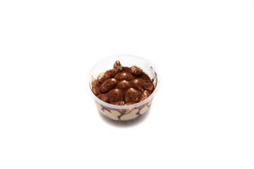 A tiramisu on white background. Italian food concept.