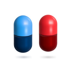 Set Pills Capsules Blue and Red Isolated. Ready for Your Design. Vector illustration