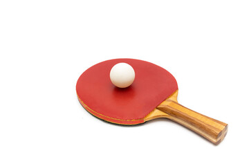 Ping pong racket, isolated on white background. Table tennis (also known as ping-pong or table tennis) is a racket sport played between two players or two pairs (doubles).