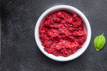 beet salad grate beetroot vegetable grated fresh delicious snack healthy meal food snack diet on the table copy space food background rustic top view keto or paleo diet veggie vegan or vegetarian food