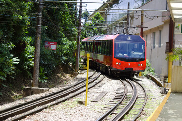 Train from Corcovado to Christ the Redeemer in the city of Rio de Janeiro in Brazil