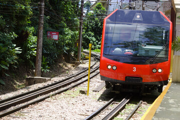 Fototapeta na wymiar Train from Corcovado to Christ the Redeemer in the city of Rio de Janeiro in Brazil