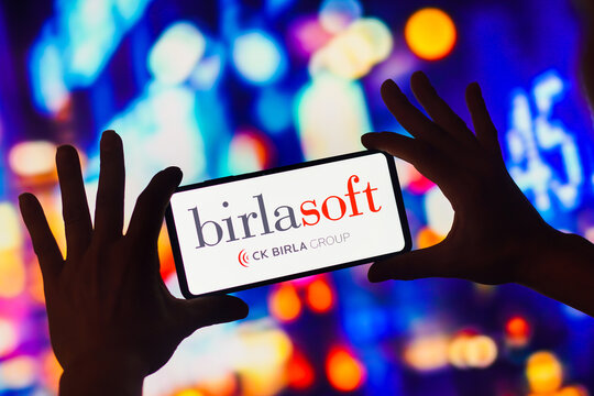 November 23, 2022, Brazil. In this photo illustration, the Birlasoft logo is displayed on a smartphone screen.