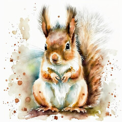 Aquarell Eichhörnchen, made by AI, künstliche Intelligenz