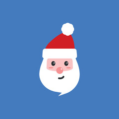 Santa Claus icon. Illustration of the head of Santa Claus smiling in a red cap. Christmas symbol.