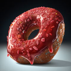 Donut with tasty red glaze, strawberry  chili taste with crystal gem sprinkles