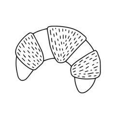 Doodle vector croissant illustration. Hand drawn cute croissant isolated