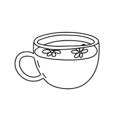 Hand drawn doodle cup with camomile tea vector illustration