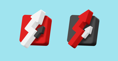 Obraz premium 3d volume square badge with volume arrows, illustration in render style, business digital icon