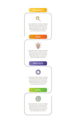 Vertical infographic design with icons and 4 options or steps. Thin line. Infographics business concept. Can be used for info graphics, flow charts, presentations, mobile web sites, printed materials.