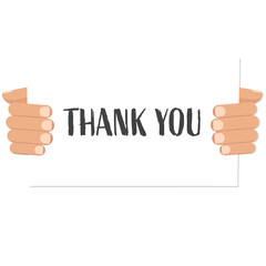 Hands holding banner with Thank you caption