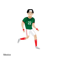 Fototapeta na wymiar Mexico Soccer Player Vector Illustration