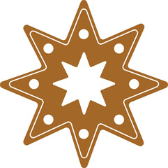 New Year holiday cookies with ginger on a transparent background