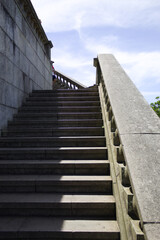 Fototapeta premium Stairs and railing at Christ the Redeemer and Corcovado in the city of Rio de Janeiro in Brazil
