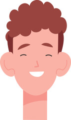 Happy laughing boy head avatar. Smiling guy face