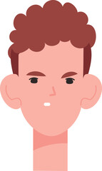 Annoyed boy head portrait. Nervous skeptic expression