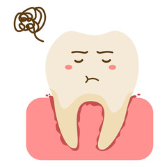 Tooth decay with sad face
