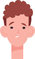 Sad boy avatar. Young man head with unhappy expression