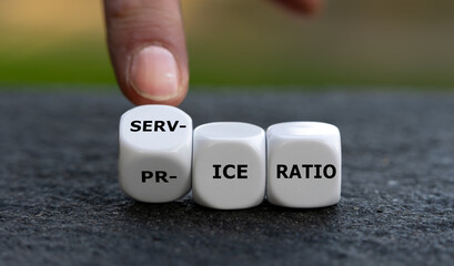 Cubes form the expression 'service price ratio'.
