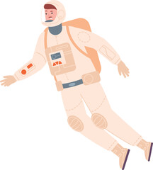 Floating spaceman. Astronaut in outer space. Cartoon character