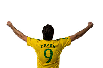 Brazilian soccer player, celebrating the championship