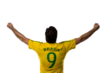 Brazilian soccer player, celebrating the championship