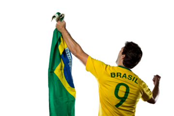Brazilian soccer player, celebrating the championship
