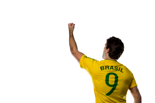 Brazilian soccer player, celebrating the championship