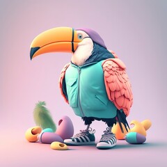 3d tucan or toucan bird illustration. isolated background
