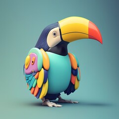 3d tucan or toucan bird illustration. isolated background