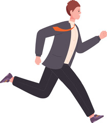 Man hurrying late for work. Deadline symbol. Running person