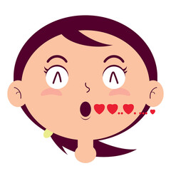 girl in love face cartoon cute