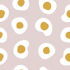 Vector hand drawn modern seamless pattern with scrambled eggs. Cute pattern for textile, gift paper, wallpaper.