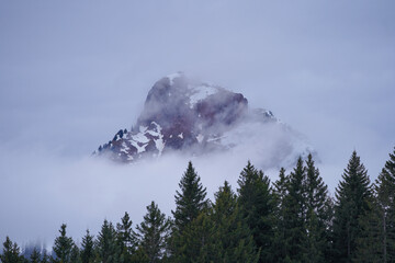 Mythen, mountain peak in fog  