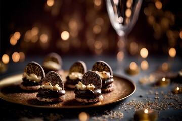 Sumptuous decadent christmas party food, canapes desserts and cakes, landscape format DPS - obrazy, fototapety, plakaty