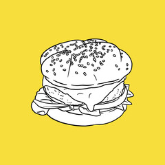 Hamburger Icon, Drawing, Sketch and Vintage style.