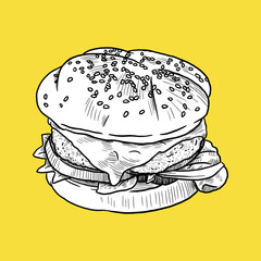 Hamburger Icon, Drawing, Sketch and Vintage style.