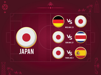 All Match Schedules of World Championship for  Japan  Soccer Team with Time and Date