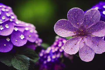 Naklejka na ściany i meble Fantasy illustration of purple hydrangea flowers