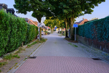 A cute street view from a german town. Streets and avenues in Germany. German lifestyle.
