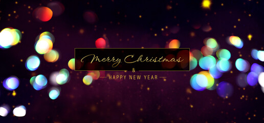 Beautiful greeting card for Merry Christmas and Happy New Year with glowing lights