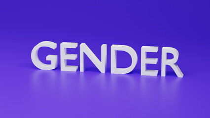 Gender word lettering 3d rendering illustration
