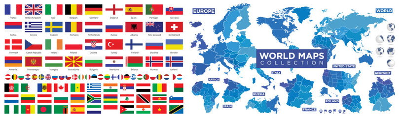 National flags of the world stock illustration - obrazy, fototapety, plakaty